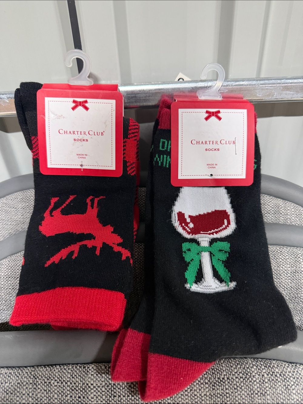 Charter Club Black, Red & Green Holiday Crew Socks - 2 Pack